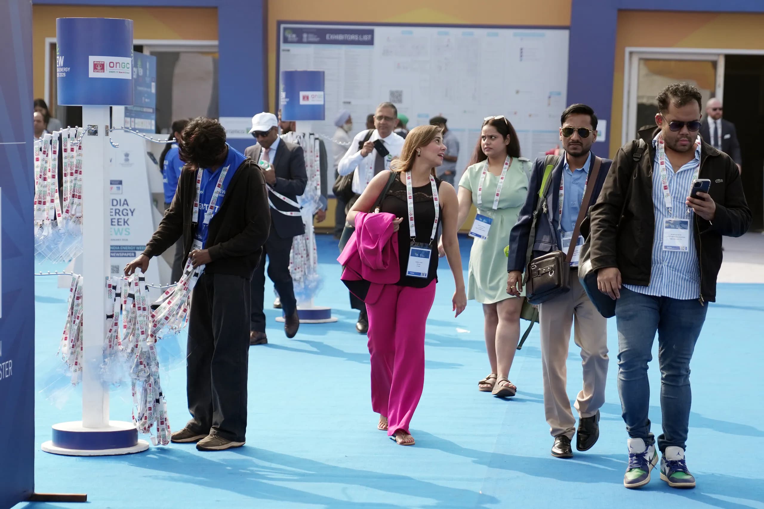 Visitors exploring an India Energy Week exhibition stand